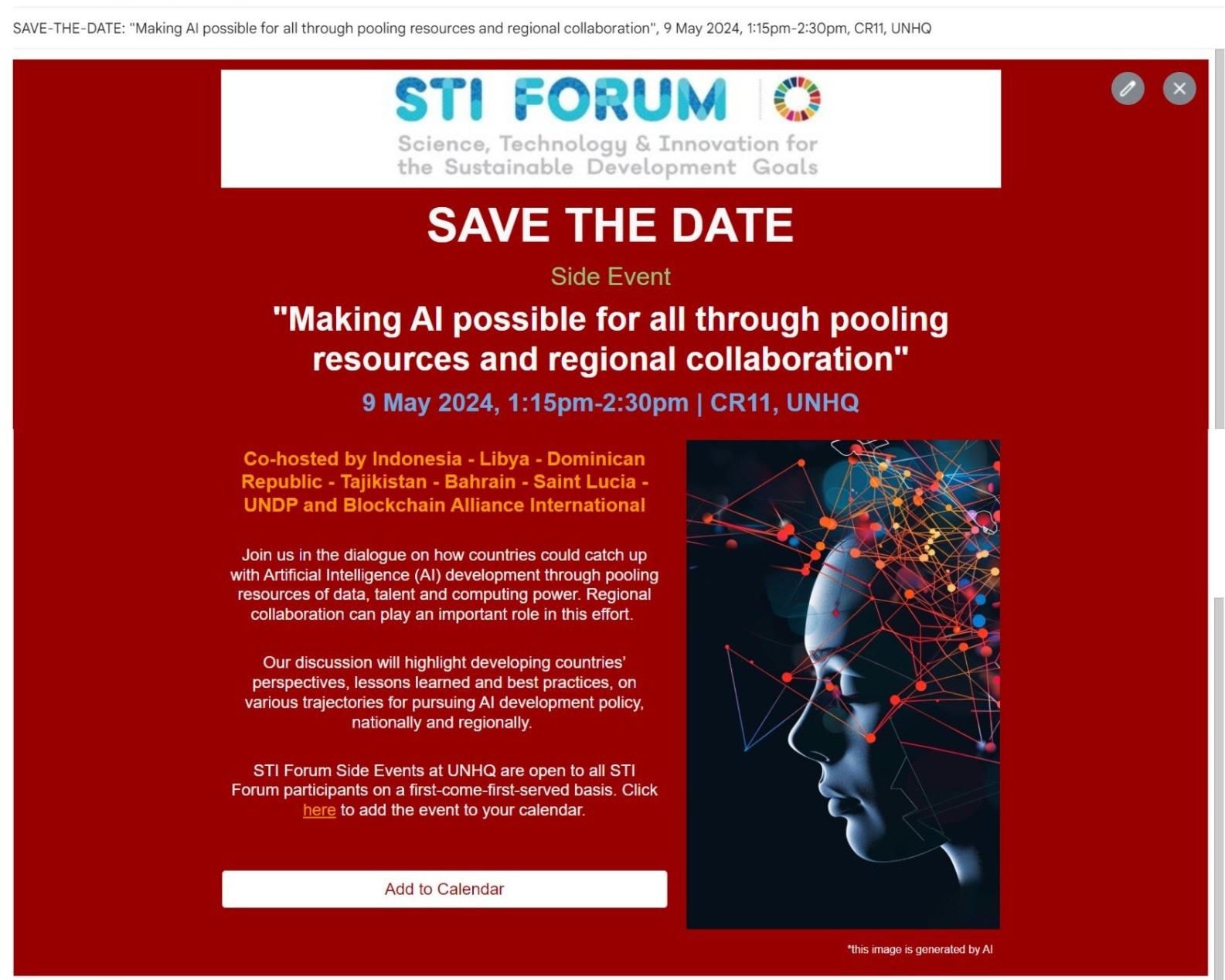 Save the Date: BAI Co-Organizes UN Side Event 2024